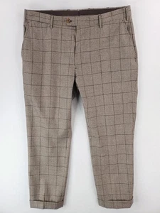 Peter Millar Hose Herren 36 x braun Hahnentritt kariert Wolle Anzughose Bündchen - Bild 1 von 15