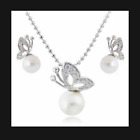 Pearl Butterfly Earring &necklace Set