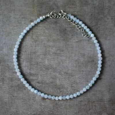 2 毫米海蓝宝石水晶宝石刻面珠精致项链项链极简主义者 — 第 1/4 张图片