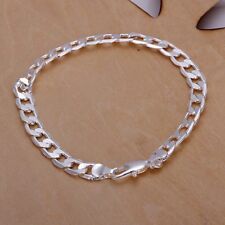 2PCS 925Sterling Solid Silver Jewelry 6MM Chain Bracelet For Women Men H245