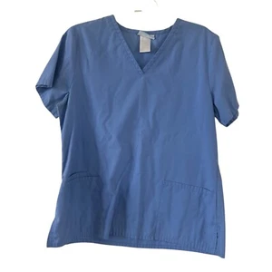 Medline Blue Short-Sleeved Women Scrub Top V-Neck Size Medium - Picture 1 of 9