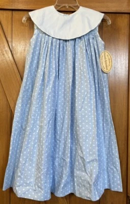 Amanda Remembered Girls Blue White Polka Dot Long Dress Sz 8 Easter Wedding NWT - Image 1 of 4