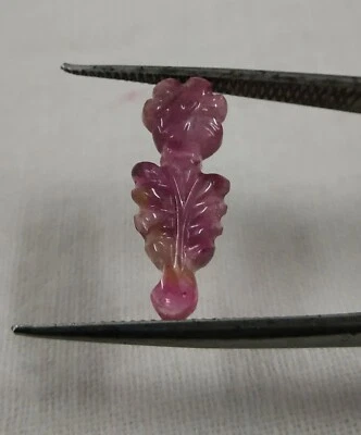Tourmaline Carving Beautiful Flower With Leaf 1 Piece 2.60 Cts. Natural Gemstone - Image 1 of 4