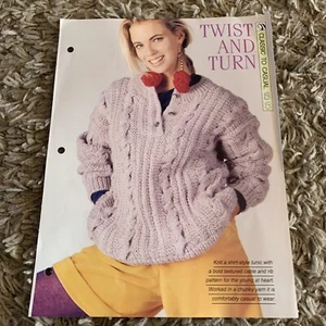 VINTAGE CREATIVE NEEDLES PATTERN TWIST AND TURN KNITTING PATTERN IN CHUNKY YARN - Picture 1 of 3