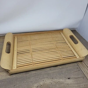 Bambus Serviertablett & Platte Brett mit Griffen Vintage Holz - Bild 1 von 5