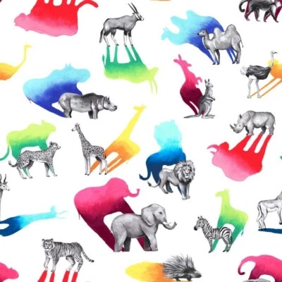 Michael Miller Safari Park~White~Black and White and Bright Allover~BTY~CX11456 - Image 1 of 2