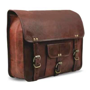 13" Leather Motorcycle Saddle Brown Side Pouch Bike Handmade Leather 2 bags Set - Picture 1 of 10