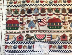 Vintage Kessler Americana Stripe Motif Cotton Fabric 3 Yards - Picture 1 of 1
