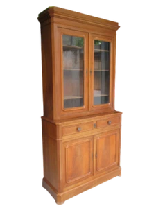 Credenza buffet doppio corpo in noce - libreria - vetrina - epoca meta' 800 - Foto 1 di 12