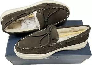 Mocassino mocassino Cole Haan uomo taglia 8,5 M marrone shearling grand rlly slip on nuovo - Foto 1 di 7