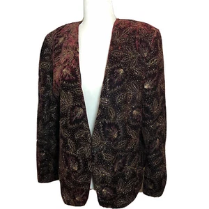 Norton McNaughton Womens Blazer Jacket Maroon 10 Embellished USA Vtg 90s Y2K - Picture 1 of 10