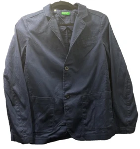 United Colors of Benetton Girl Size 11/12 Blue Pockets Button Jacket Blazer - Picture 1 of 5