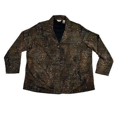 Laura Ashley Woman Top Women's Long Sleeve Print One Button Closure Brown Gold 2 - Image 1 of 4