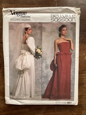 1986 VOGUE DESIGNER ORIGINAL 1801 BELLVILLE SASSOON BRIDAL Gown Bridesmaid UCFF - Image 1 of 3