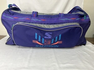 VTG 80s/90s Era Salomon Club Skiing/Large Ski Duffel Bag Gray, Purple, Pink - Picture 1 of 14