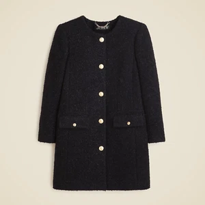 J.Crew Women’s NWT Collarless Lady Coat In Textured Tweed, Black Size: 6, 8 - Picture 1 of 16