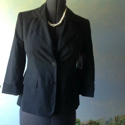 Traje Blazer/Chaqueta Alice + Olivia Negro Rayas Manga 3/4 Talla Pequeña Pequeña Pequeña Foto 1 de 4