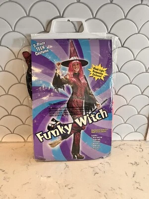 Funky Witch Halloween Costume Teen Size 0-9 Black Light Responsive - Image 1 of 3