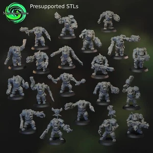 Green Crewmates - Pirate Ork - over 75 part Multi-kit - Grimdark Sci-fi - Orc - Picture 1 of 2