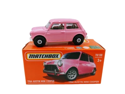 Matchbox 1:64 1964 Austin Mini Cooper Pink Metal Diecast Car Model Toy - Image 1 of 4