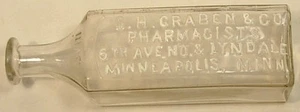 O H GRABEN MINNEAPOLIS MINNESOTA DRUGGIST BOTTLE CIRCA 1906-10 - Picture 1 of 5