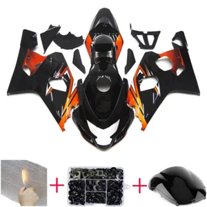ABS Plastic Bodykit For Suzuki GSXR600 GSXR750 2004 2005 Black Orange Fairings - Foto 1 di 9