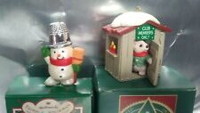 1988 Hallmark Club Members Only Mouse in the Club House & Thimble Snowman~ EUC