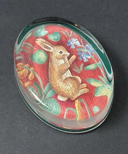Hase Kaninchen Hase oval Glas Briefbeschwerer Floral Blumen Glasskulptur England - Bild 1 von 11
