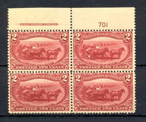 USA 1898 **/* LIGHT HINGED -Sc#286 PLATE BLOCK OF 4-  - Picture 1 of 2