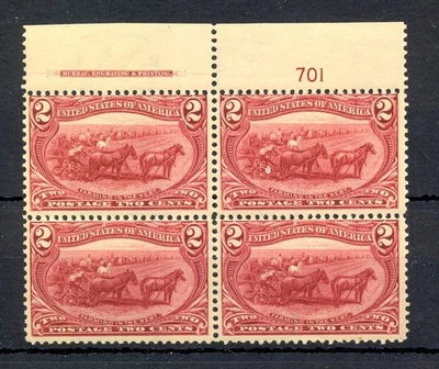 USA 1898 **/* LIGHT HINGED -Sc#286 PLATE BLOCK OF 4-  - Image 1 of 2