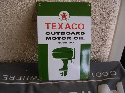 TEXACO PORCELAIN OUTBOARD MOTOR OIL SIGN TEX STAR - Image 1 of 4