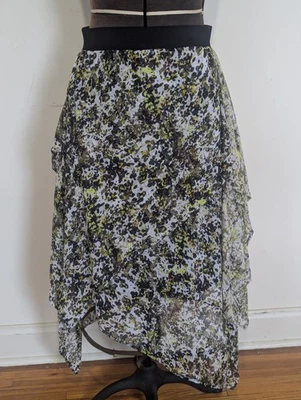 Lane Bryant Women Fairy Grunge Skirt Sz 22/24 Asymmetric Chiffon Floral Ethereal - Image 1 of 4