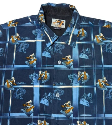 Raw Blue ABR Shirt Mens LARGE Blue Button Loop Collar DJ Hip Hop Vtg Y2K 90s - Image 1 of 4