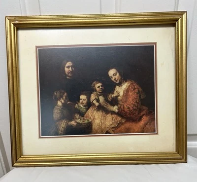 Impresión enmarcada vintage Rembrandt van Rijn de "Retrato de una familia" placa dieciséis Foto 1 de 4