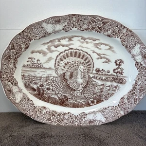 Vintage Sanyei 18x14 Zoll Türkei Thema Braun & Weiß Oval Platte - Bild 1 von 15