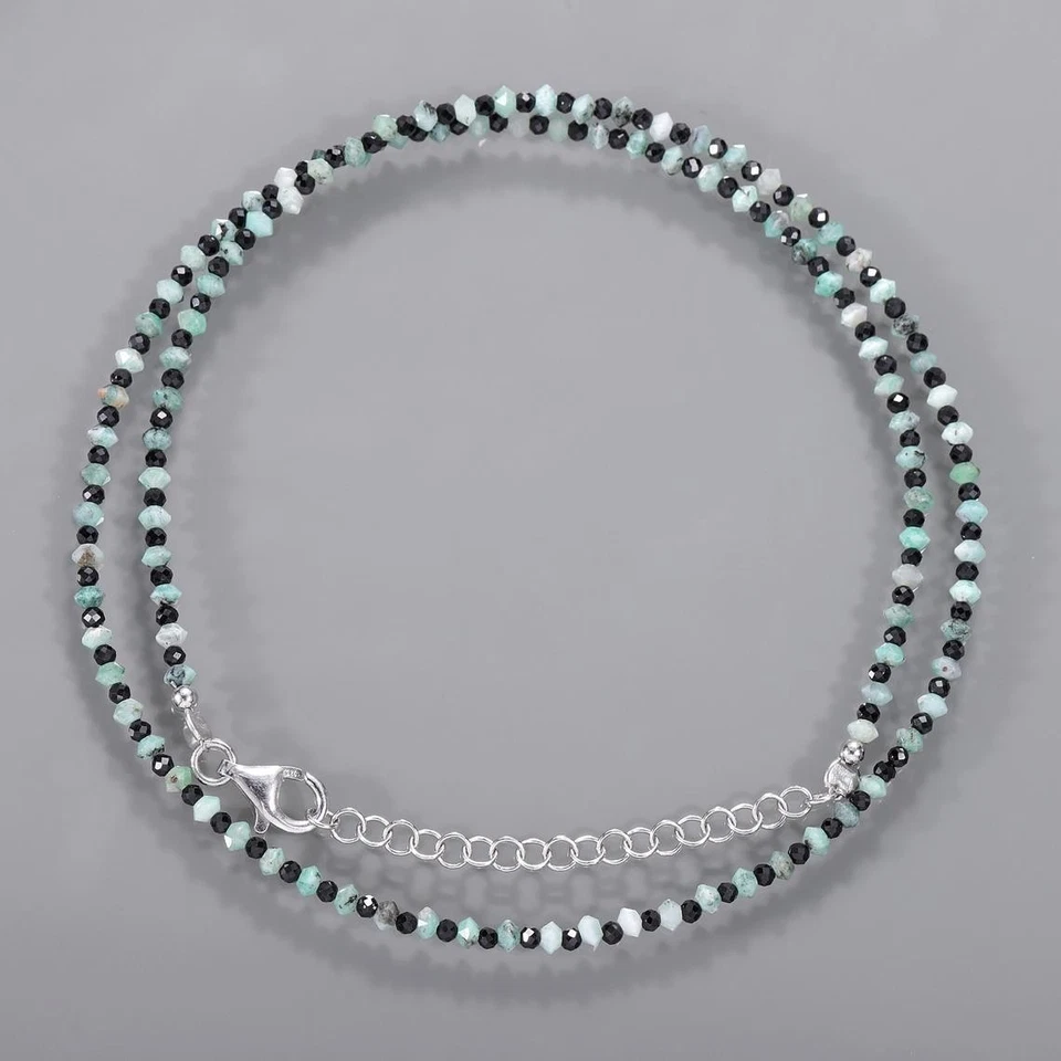 Collana gioielli in argento sterling 925 con pietra preziosa spinello nero... - Immagine 1 di 4