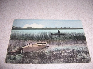 1910 CROOKED LAKE RESORT, SEE VILLA, IL. ANTIKE POSTKARTE mit STEMPEL - Bild 1 von 2