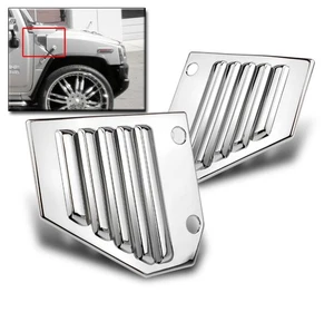 2003-2009 HUMMER H2 SUT SUV CHROME FRONT SIDE VENT COVERS HOOD BEZEL OVERLAY SET - Picture 1 of 2