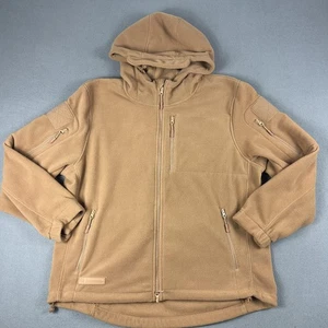 BAERSkin Tactical Jacket Mens 2XL Coyote Brown Hooded Fleece Full Zip Pockets - Picture 1 of 9