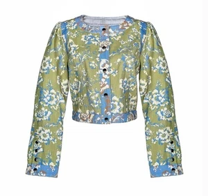 Chaqueta Mia MASON'S HIJA (Talla XS) Sarga Algodón Jardín Rosa (100% Nueva con Etiquetas) - Imagen 1 de 5