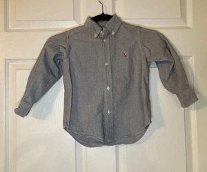 Ralph Lauren Toddler Long Sleeve Button Up Shirt - Gray + Color Logo - Size 3/3T - Picture 1 of 6