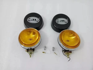 Pair Hella Yellow Fog Lamp With Cover With Bulb H3 Halogen Bulb Universal Fit - Picture 1 of 6