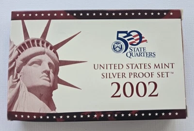 2002 United States Mint Silver Proof Set Original Box & COA Complete 10 Coin Set - Image 1 of 4