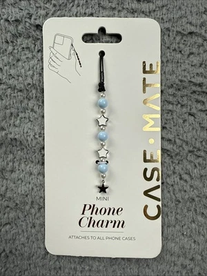 Case-Mate Mini Phone Charm Beaded Blue Silver Stars Pearls - Image 1 of 3