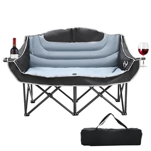 Silla de camping doble silla plegable resistente sofá silla de campamento 2 personas 990 lb - Imagen 1 de 21