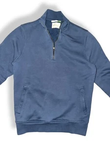 SID MASHBURN 1/4 Cremallera Pullover Sudadera Azul Algodón Para Hombres Talla Pequeña - Imagen 1 de 8