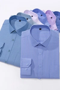 Mens Dress Shirts Long Sleeves Formal Business No Iron Striped Casual Shirts Top - Picture 1 of 18