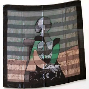 Vintage Picasso Scarf Abstract Woman Cubist Art 38"x38" Square Unbranded - Picture 1 of 4