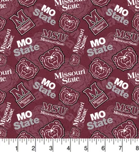 Missouri State Bears Cotton Fabric with Tone on Tone Print-Sold by the Yard - Picture 1 of 1