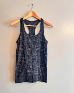 LULULEMON Lululemon Swiftly Tech Racerback Tank Top Black White Heather Shirt 6 - Picture 1 of 5